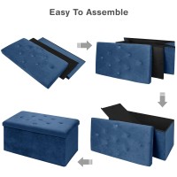 Brian & Dany Folding Storage Ottoman Bench, Velvet Ottoman With Storage For Living Room, Long Shoes Bench, Flannelette Footrest Benches Seat 30