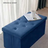 Brian & Dany Folding Storage Ottoman Bench, Velvet Ottoman With Storage For Living Room, Long Shoes Bench, Flannelette Footrest Benches Seat 30