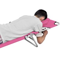 vidaXL Folding Sun Lounger with Head Cushion Steel Magento Pink 310333