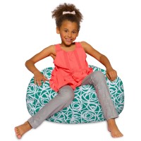 Posh Creations Bean Bag Chair For Kids, Teens, And Adults Includes Removable And Machine Washable Cover, 27In - Medium, Canvas Roses Mint