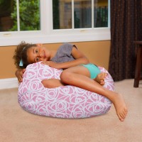 Posh Creations Bean Bag Chair For Kids Teens And Adults Includes Removable And Machine Washable Cover Canvas Roses Pink 27In