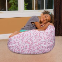 Posh Creations Bean Bag Chair For Kids Teens And Adults Includes Removable And Machine Washable Cover Canvas Roses Pink 27In