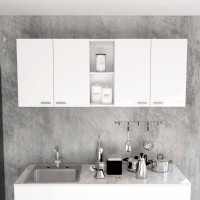 Tuhome Portofino 150 Wall Cabinet Double Twodoor Cabinet Racks Two External Shelves Two Internal Shelves White For Kitch