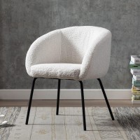 Wahson Faux Fur Armchair Mordern Occasional Tub Chair With Metal Legs Single Accent Chair For Bedroom Living Room