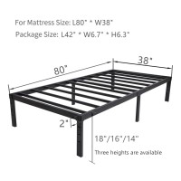 Wulanos Twin Xl Bed Frames 14 Inches High Metal Bedframe With Steel Slats Support No Box Spring Needed Sturdy And Noisefree