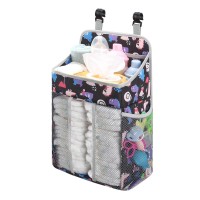 Accmor Hanging Baby Diaper Caddy Organizer, Diaper Stacker, Baby Crib Hanging Classified Storage Bag Organizer For Changing Table, Crib, Playard Or Wall & Nursery Organization, Black