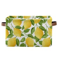 Seulife Watercolor Lemon Tree Leaves Foldable Storage Basket, Large Collapsible Organizer Storage Bin Cube Toys Storage Boxes With Handles For Bathroom Kids Nursery Closet Storage, 2 Pack