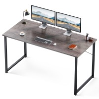 Coleshome 55 Inch Computer Desk, Modern Simple Style Desk For Home Office, Study Student Writing Desk,Grey Oak