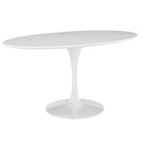 Lippa 60 Oval Dining Table Timeless Modernism White Wood Top Tapered Metal Base Chipresistant Finish