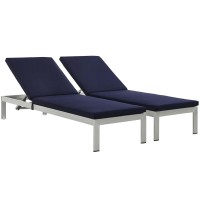 Shore Outdoor Patio Chaise Lounge Chair Set - Sleek & Modern Design, Durable Aluminum Frame, Easy Assembly, Clear Wheels, Non-Marking Foot Caps. Set Of 2.