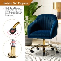 Hulala Home Velvet Home Office Desk Chair Modern Cute Computer Task Chair Wheels Swivel Height Adjustable Upholstered Vanity C