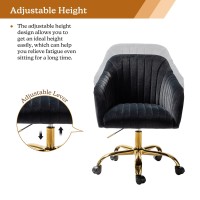 Hulala Home Velvet Home Office Desk Chair Modern Cute Computer Task Chair Wheels Swivel Height Adjustable Upholstered Vanity C