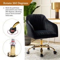 Hulala Home Velvet Home Office Desk Chair Modern Cute Computer Task Chair Wheels Swivel Height Adjustable Upholstered Vanity C