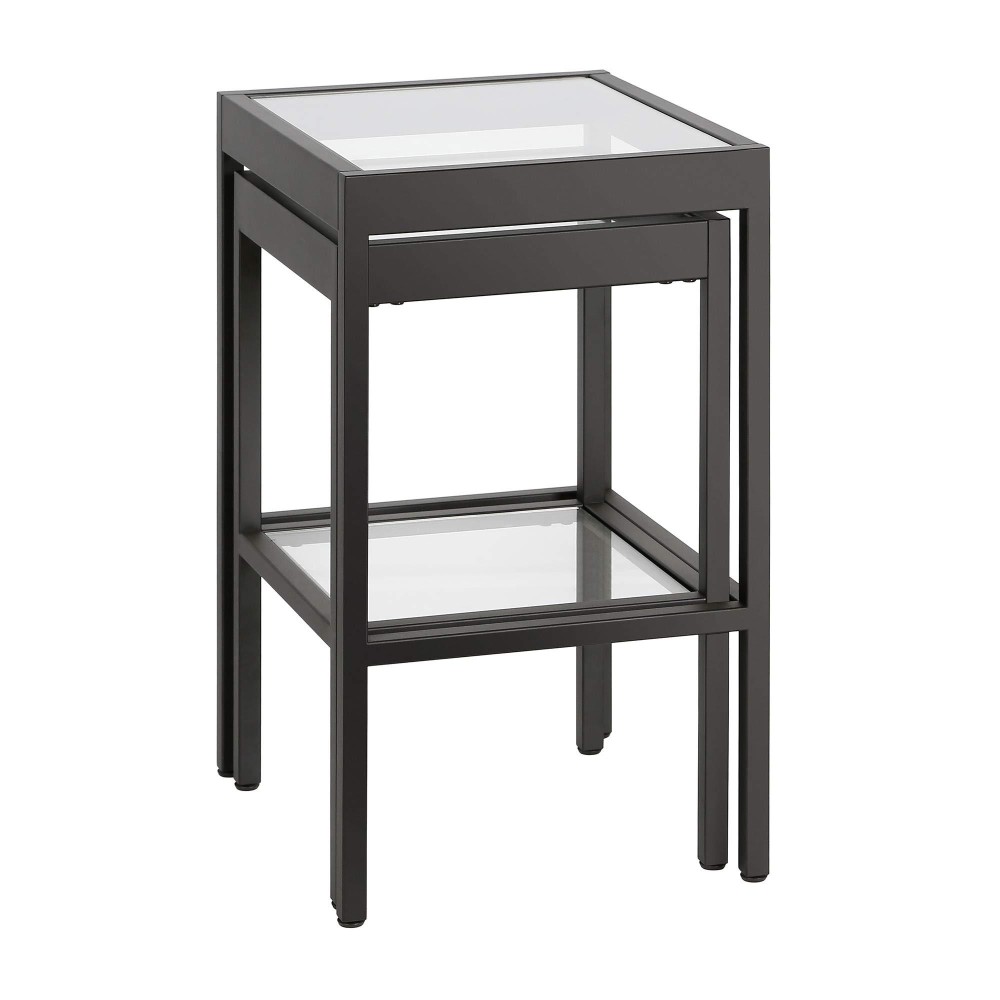 Henn&Hart Rectangular & Square Nested Nested Side Table In Blackened Bronze, Table For Living Room, Bedroom