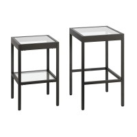 Henn&Hart Rectangular & Square Nested Nested Side Table In Blackened Bronze, Table For Living Room, Bedroom