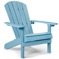 Yefu Adirondack Chair Plastic Weather Resistant, Patio Chairs 5 Steps Easy Installation, Looks Exactly Like Real Wood, Widely Used In Outdoor, Fire Pit, Deck, Outside, Garden, Campfire (Blue)