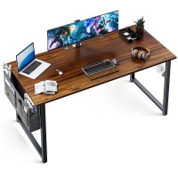 Odk Computer Writing Desk 55 Inch, Sturdy Home Office Table, Work Desk With A Storage Bag And Headphone Hook, Black