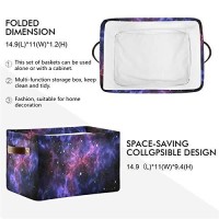 Seulife Universe Galaxy Star Space Foldable Storage Basket, Large Collapsible Organizer Storage Bin Cube Toys Storage Boxes With Handles For Bathroom Kids Nursery Closet Storage, 2 Pack