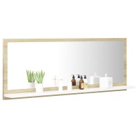 vidaXL Bathroom Mirror White and Sonoma Oak 394x41x146 Chipboard 804594