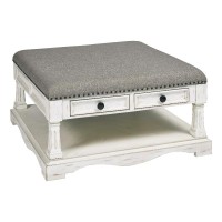 Progressive Furniture Belhamy Park Cocktail Table, Chalk White/Gray Fabric