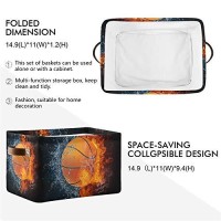 Seulife Ball Basketball Sport Foldable Storage Basket, Large Collapsible Organizer Storage Bin Cube Toys Storage Boxes With Handles For Bathroom Kids Nursery Closet Storage, 2 Pack