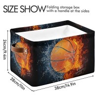 Seulife Ball Basketball Sport Foldable Storage Basket, Large Collapsible Organizer Storage Bin Cube Toys Storage Boxes With Handles For Bathroom Kids Nursery Closet Storage, 2 Pack