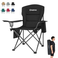 Kingcamp Heavy Duty Oversized Comfy Folding Outdoor Portable Lawn Adults Bag Chair With Cooler For Outside Camp, Sports, Picnic, Stadium, 38.5