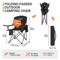 Kingcamp Heavy Duty Oversized Comfy Folding Outdoor Portable Lawn Adults Bag Chair With Cooler For Outside Camp, Sports, Picnic, Stadium, 38.5
