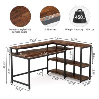 Tribesigns 55 Inch Reversible L Shaped Computer Desk With Storage Shelf, Industrial Corner Desk With Shelves And Monitor Stand, Study Writing Table For Home Office (55