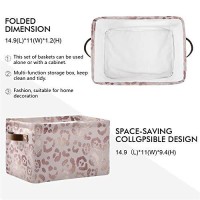 Seulife Rose Gold Leopard Print Pink Foldable Storage Basket, Large Collapsible Organizer Storage Bin Cube Toys Storage Boxes With Handles For Bathroom Kids Nursery Closet Storage, 1 Pack