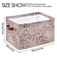 Seulife Rose Gold Leopard Print Pink Foldable Storage Basket, Large Collapsible Organizer Storage Bin Cube Toys Storage Boxes With Handles For Bathroom Kids Nursery Closet Storage, 1 Pack