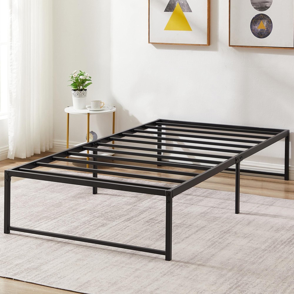 Vecelo Metal Platform Bed Frame, No Box Spring Needed/Mattress Foundation/Steel Slat Support Black (Twin)