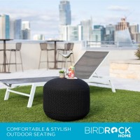 Birdrock Home Outdoor Pouf Ottoman Hand Woven Waterproof Foot Stool With Bead Bag Filling Boho Foot Rest For Patio Living R