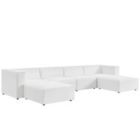 Mingle Vegan Leather 4Piece Sofa and 2 Ottomans Set