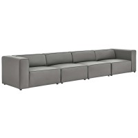 Mingle Vegan Leather 4Piece Sectional Sofa Gray