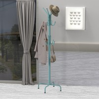 Simple Houseware Standing Coat And Hat Hanger Organizer Rack 12 Hooks Turquoise