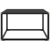 Vidaxl Modern Black Coffee Table With Tempered Glass Top And Powder-Coated Steel Base, Square Shape, 23.6