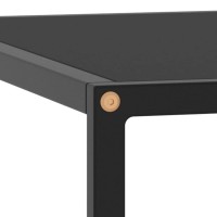 Vidaxl Modern Black Coffee Table With Tempered Glass Top And Powder-Coated Steel Base, Square Shape, 23.6