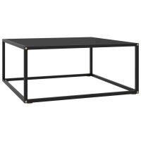 Vidaxl - Modern Black Coffee Table With Tempered Glass - Durable Powder-Coated Steel Frame - Easy To Clean 31.5