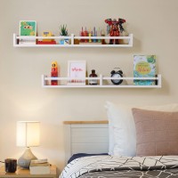 Austin Yan White Nursery Bookshelves Wall Mounted 32Inch Wood Floating Wall Bookshelf For Kids Hanging Shelf For Baby Nursery R