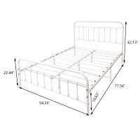 Diolong Full Size Bed Frame With Headboard And Footboard Metal Bed Frame Full/Vintage Sturdy/Mattress Foundation/No Box Spring Needed (Full, White)