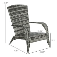 Outsunny Patio Wicker Adirondack Chair Outdoor Allweather Rattan Fire Pit Chair Wsoft Cushions Tall Curved Backrest And Comf