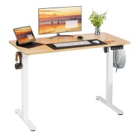 Meilocar Height Adjustable Electric Standing Desk, Sit Stand Computer Desk W/Memory Controller, Home Office Workstation Stand Up Desk With Splice Board, 48