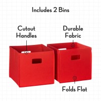 Kids Bookrack With Three Cubbies And 2 Red Bins