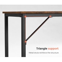 Vasagle Computer Desk, Gaming Desk, Home Office Desk, For Small Spaces, 23.6 X 47.2 X 29.5 Inches, Industrial Style, Metal Frame, Rustic Brown And Black Ulwd039B01