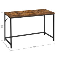 Vasagle Computer Desk, Gaming Desk, Home Office Desk, For Small Spaces, 23.6 X 47.2 X 29.5 Inches, Industrial Style, Metal Frame, Rustic Brown And Black Ulwd039B01