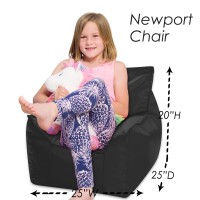 Posh Creations Bean Bag Chair Structured Comfy Seat Use For Gaming, Reading And Watching Tv, Newport, Black