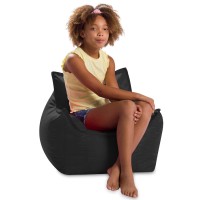 Posh Creations Bean Bag Chair Structured Comfy Seat Use For Gaming, Reading And Watching Tv, Newport, Black