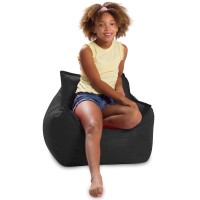 Posh Creations Bean Bag Chair Structured Comfy Seat Use For Gaming, Reading And Watching Tv, Newport, Black