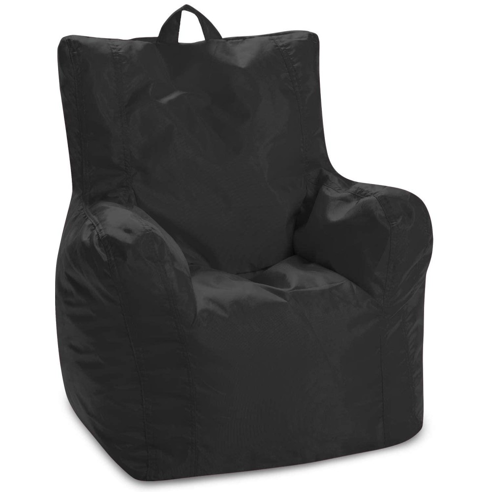 Posh Creations Bean Bag Structured Seat For Toddlers And Kids, Comfy Chair For Children, Pasadena, Black